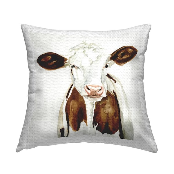 Stupell Industries Brown Spotted Cow Brown Square Outdoor Throw Pillow