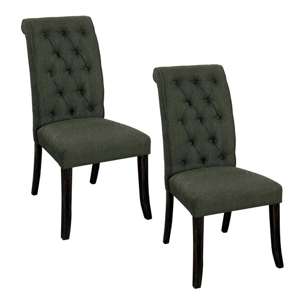 Adish I Gray/Antique Black Fabric Side Chair Set of 2 AD8327GYSC2PK