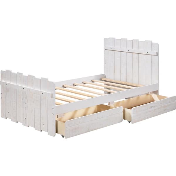 Eer Rustic Style White Twin Size, White Picket Fence Twin Bed
