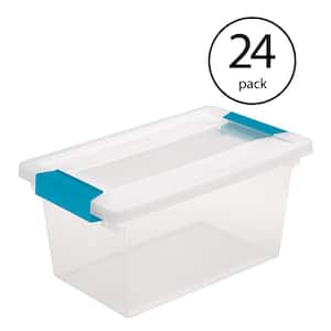 Medium Clip Box Clear Home Storage Tote Container with Lid (24 Pack)