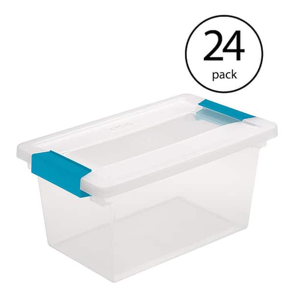 Sterilite Medium Clip Box Clear Home Storage Tote Container with Lid (24 Pack)
