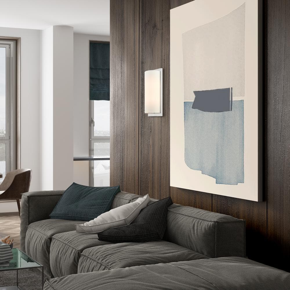 Brushed Nickel 2-Light Sconce with Off-White Fabric Shade