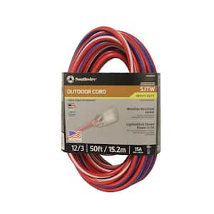 50 ft. 12/3 SJTW USA Outdoor Heavy-Duty Extension Cord with Power Light Plug