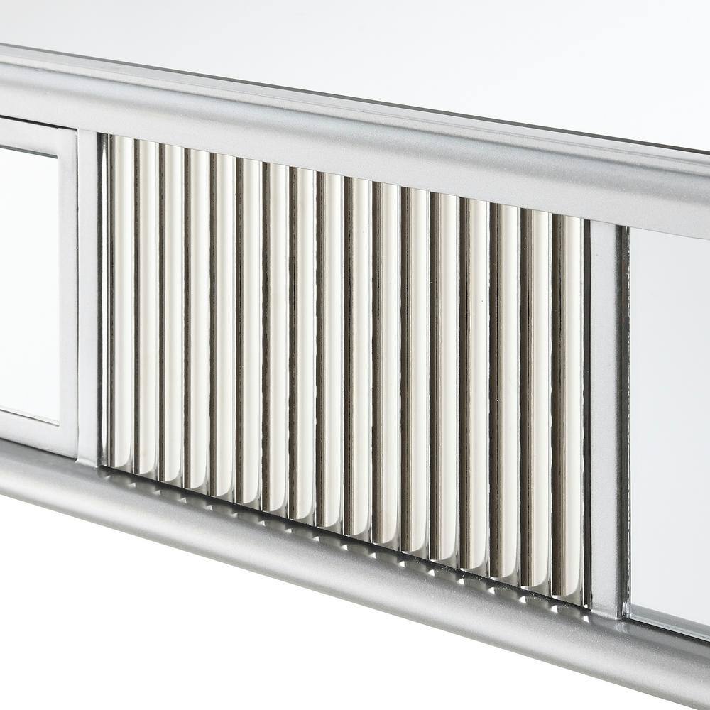 Elegant French Country Mirrored Desk with Silver Accents and Storage