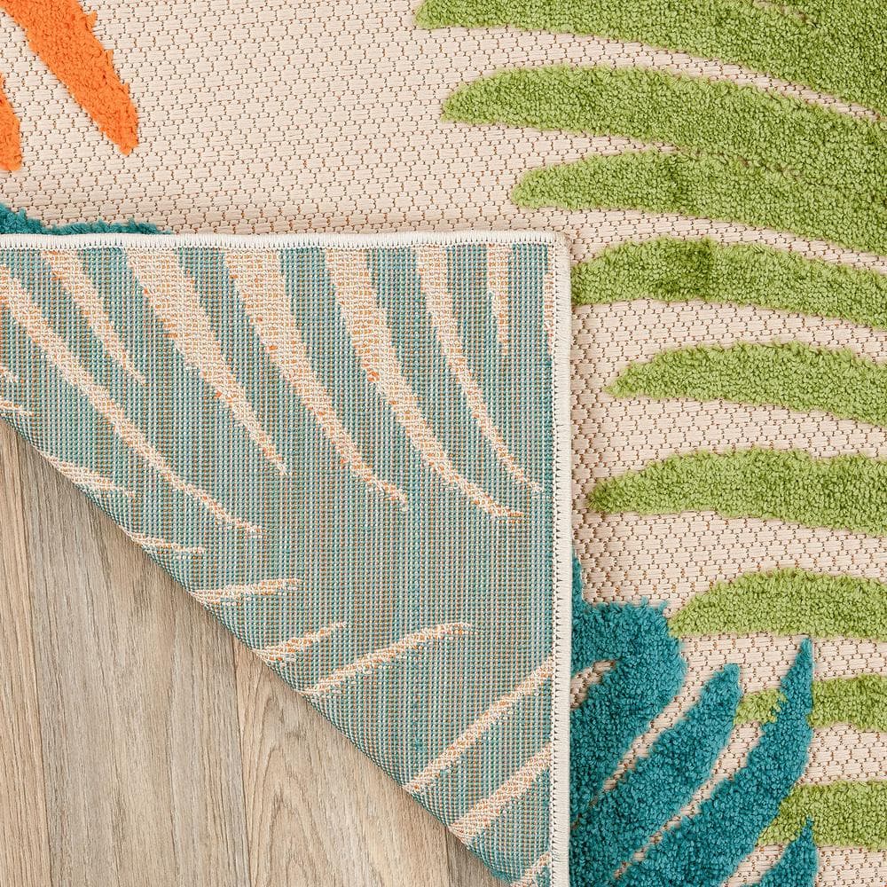 Tropical Floral Multi-Color Synthetic Indoor/Outdoor 5' x 7' Area Rug
