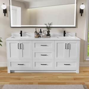 72 in. W x 21.5 in. D x 33.5 in. H Bath Vanity Cabinet without Top Freestanding Solid Wood Bathroom Vanity in White