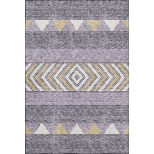 Addison Rugs Mayfield Premium Machine Washable Abstract AMF965 Lavender 9 ft. x 12 ft. Area Rug