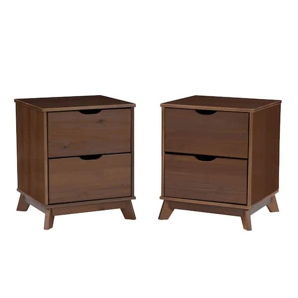 Linon Home Decor Pheba Walnut 2-Drawer Nightstand (Set of 2)