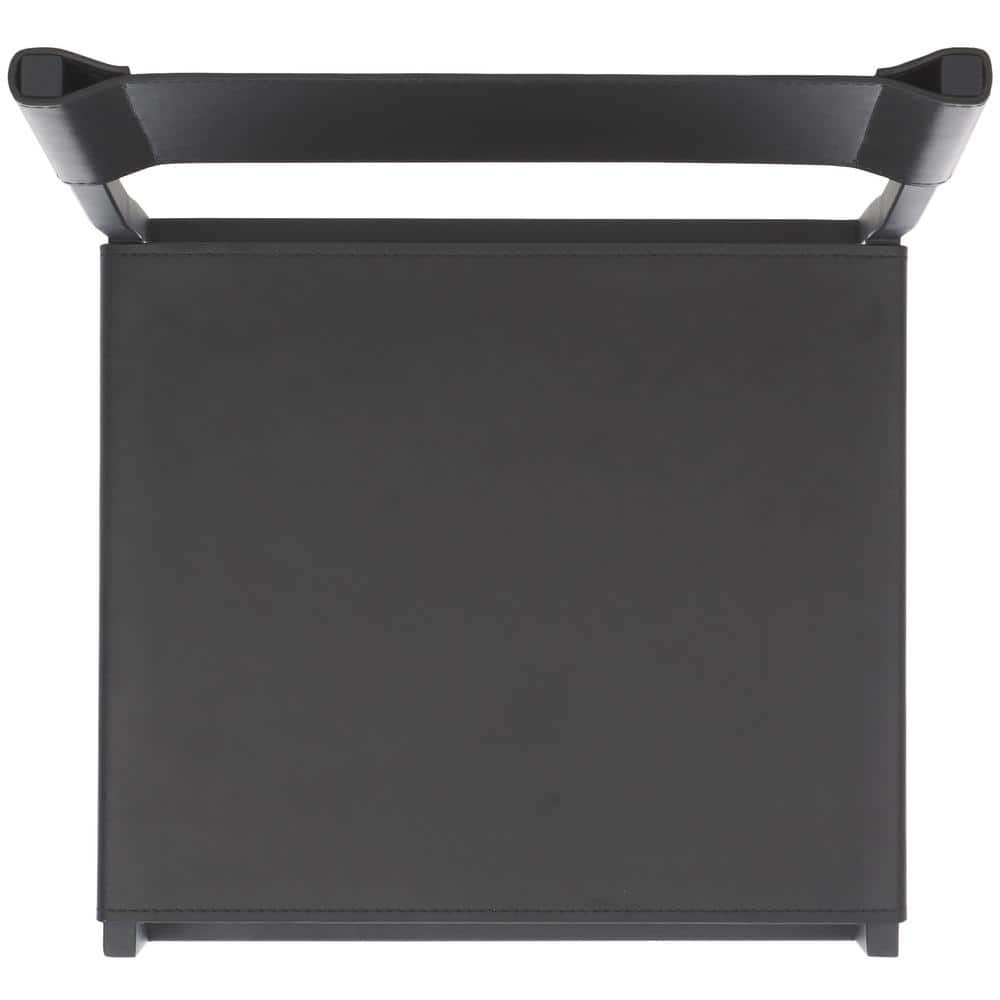 Layne Black Leather and Metal Minimalist Counter Stool