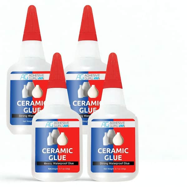 AG Ceramic Glue 2.8 oz. CA Adhesive for Porcelain, Pottery & Figurines-Fast-Drying, Clear Finish (0.7 oz. /each, 4-Pack)