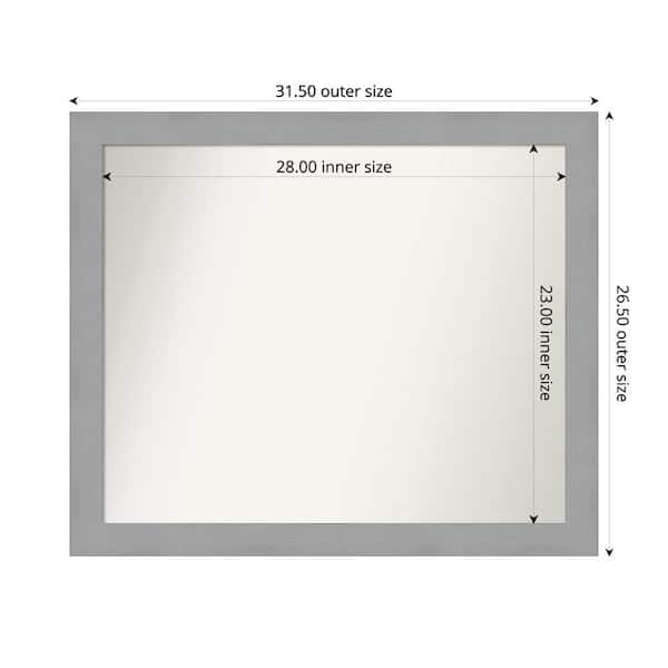 Amanti Art Brushed Nickel 31.5 in. x 26.5 in. Custom Non-Beveled Recycled Polystyrene Framed Bathroom Vanity Wall Mirror