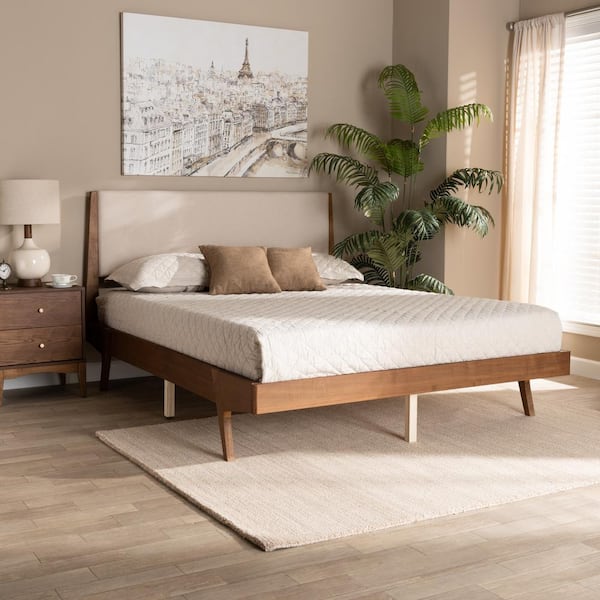 Baxton Studio Senna Beige and Walnut Brown Queen Platform Bed 197