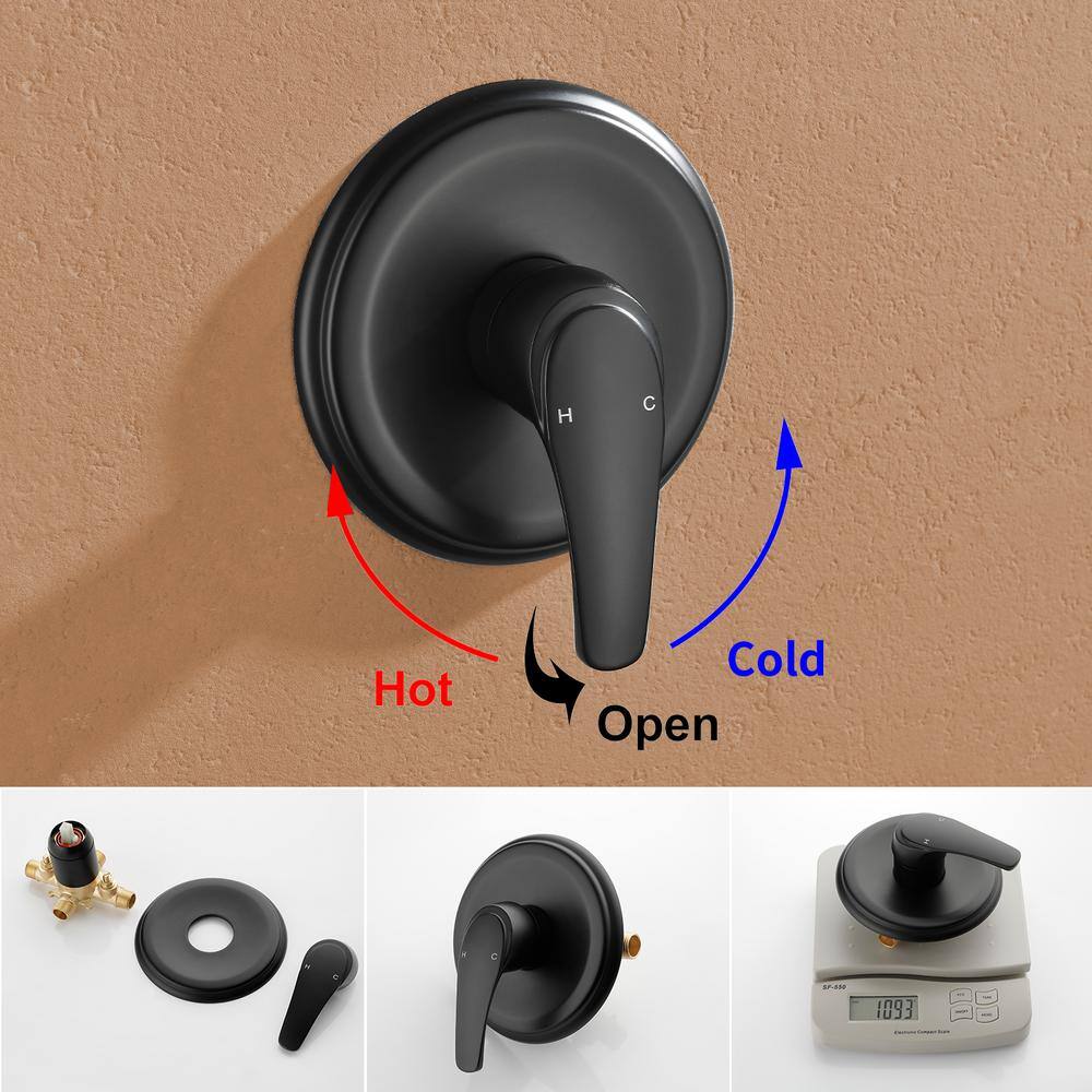 Matte Black Brass Wall Mounted Rain Handheld Shower System