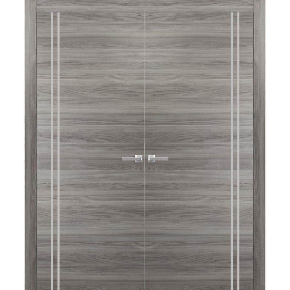 64 in. x 96 in. 2 Panel Ginger Ash Finished Solid Wood with Honeycomb Sliding Door with Hardware price history on PriceWatchPro