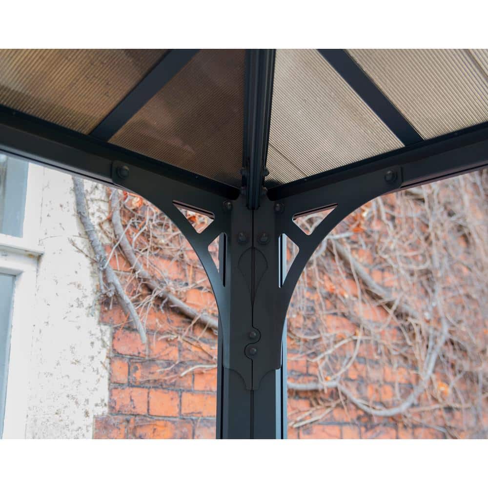 Palermo 10' x 10' Gray Aluminum Gazebo with Bronze Polycarbonate Roof
