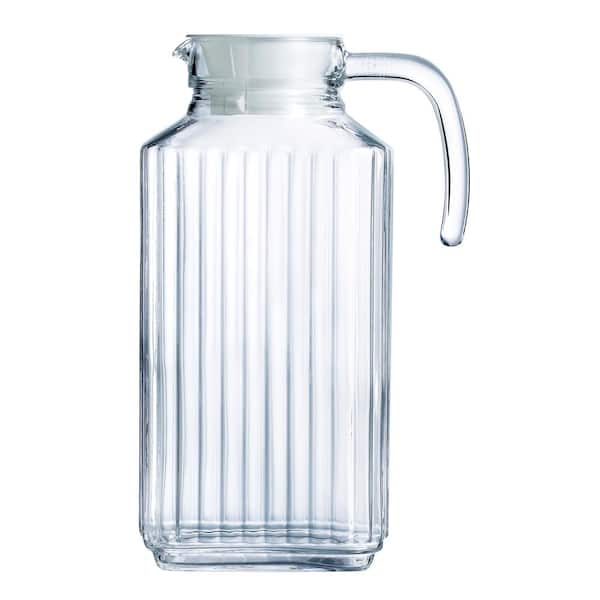 Hali Glass Carafe Bottle Pitcher with 6 Lids - 35 oz - Set of 4 | JoyJolt