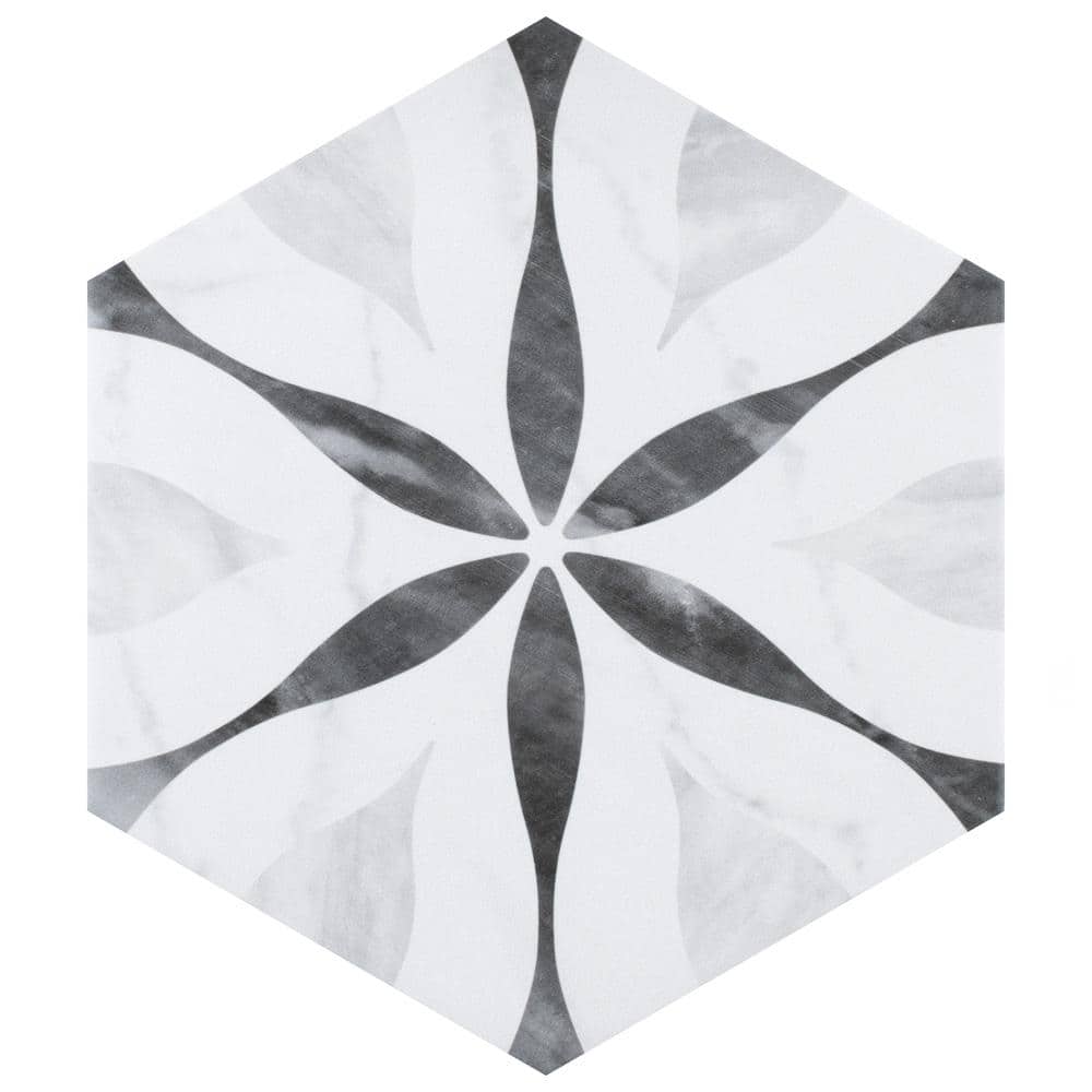 Classico Bardiglio Hex Flower 7 in. x 8 in. Porcelain Floor and Wall Take Home Tile Sample price history on PriceWatchPro