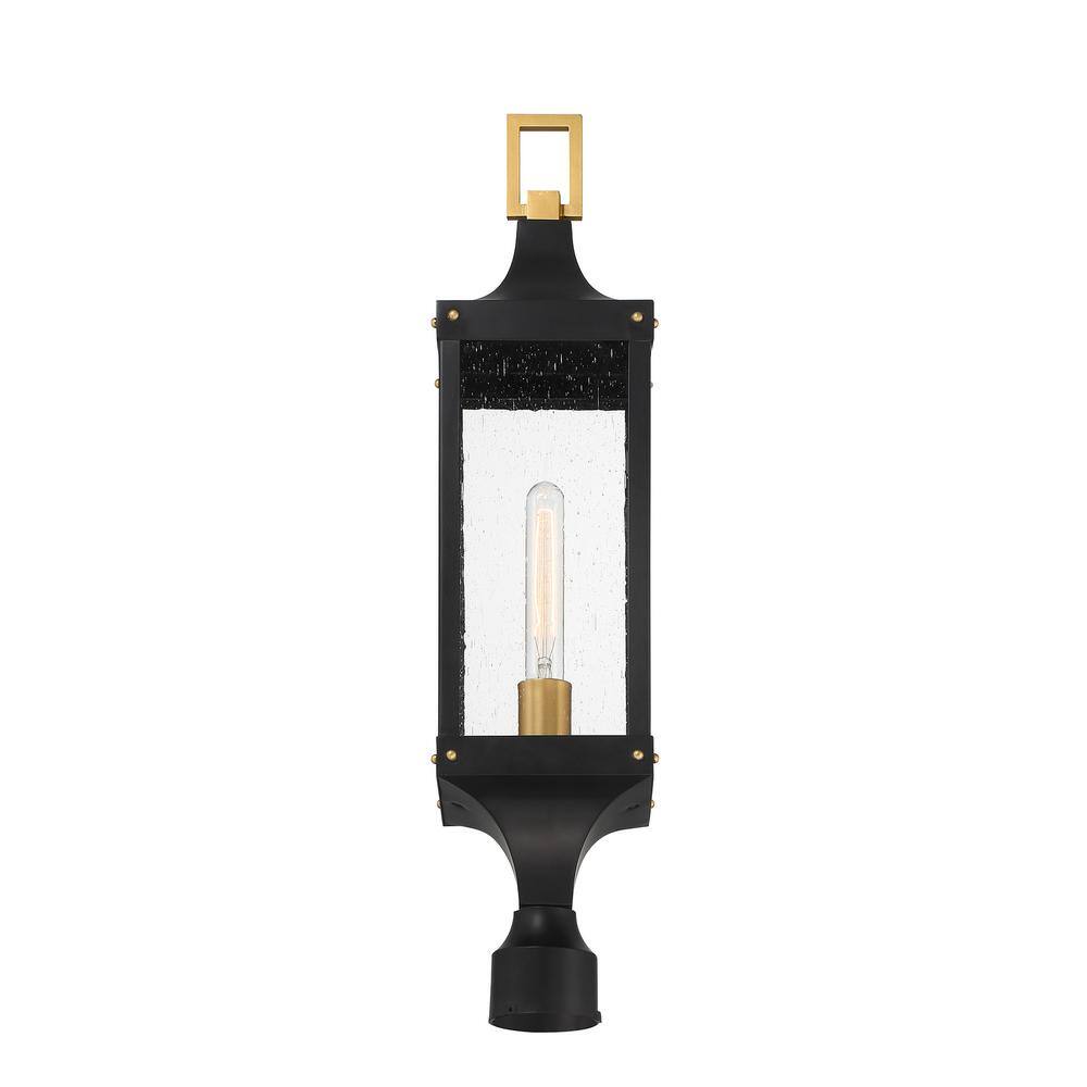Glendale Matte Black and Brass Outdoor Post Lantern