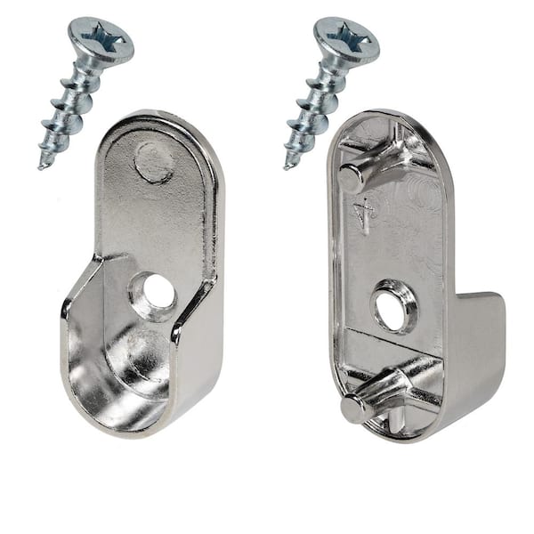 Hafele Wardrobe Tube End Supports w/Two pins for 5 mm holes Polished Chrome 