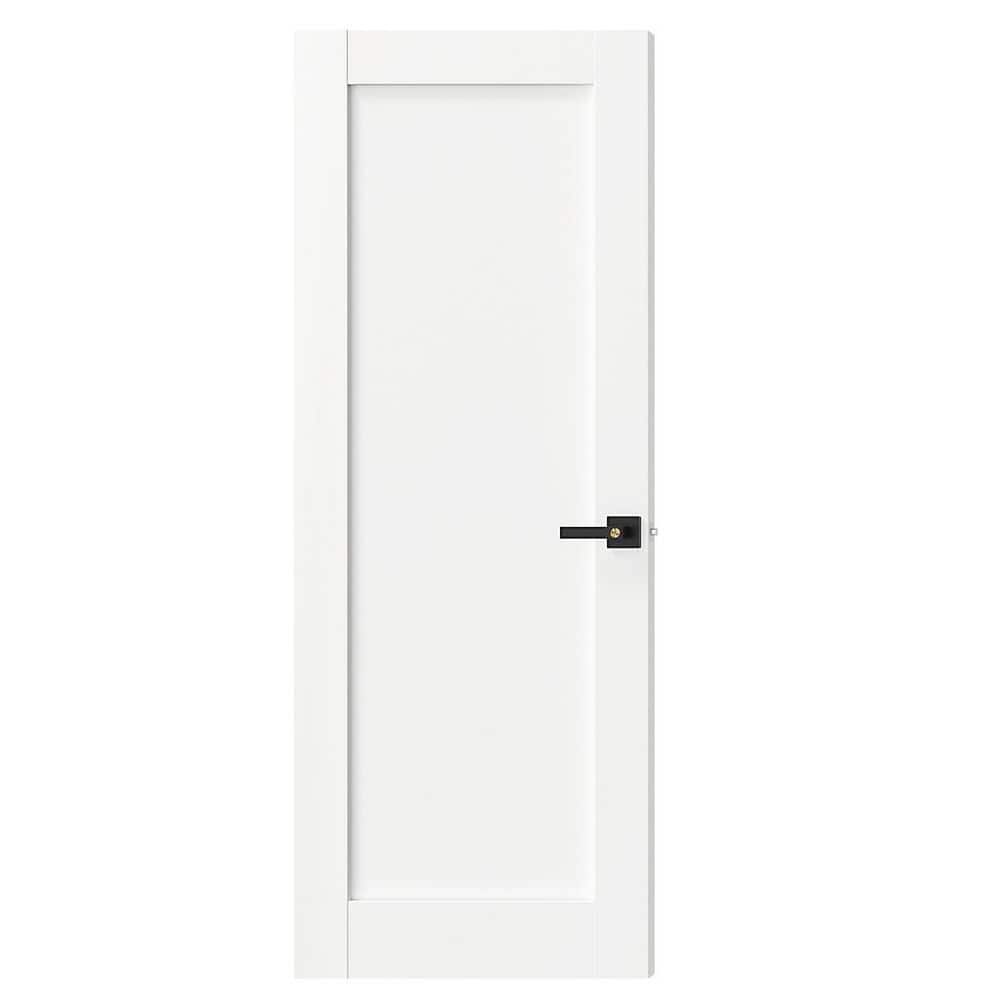30 in. x 80 in. MDF, Composite, Pre-assembled, Primed, White, 1 Panel Interior Door Slab With Black Lever Handle price history on PriceWatchPro