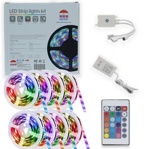 2 x 5M, 6.14 in. Height LED Light Strips Color Changing RGB Kit with Color Changing RF Remote, Finish: White (Pack of 4)