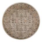 Garda Cream 5 ft. Round Traditional Oriental Floral Area Rug