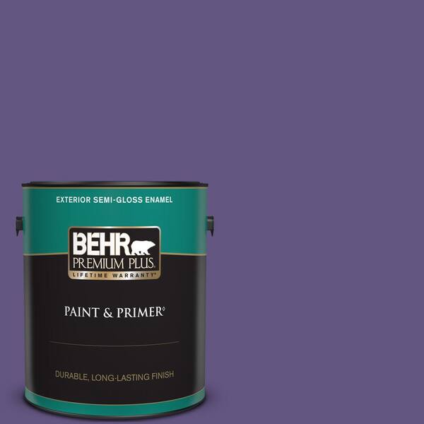 BEHR PREMIUM PLUS 1 gal. #PPU16-02 Vigorous Violet Semi-Gloss Enamel Exterior Paint & Primer