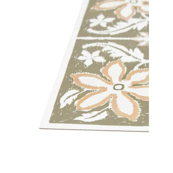 Take Home Sample - 6 in. W x 6 in. L Green Lillium Peel and Stick Water Resistant Virgin Vinyl Floor Tiles
