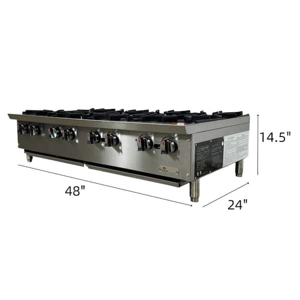 NSF 48 ins Eight burner gas heavy hot plates range commercial use only