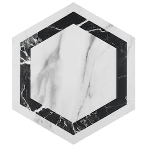 BioTech Hex Venato Deco Dark 11-1/4 in. x 13 in. Porcelain Floor and Wall Take Home Tile Sample