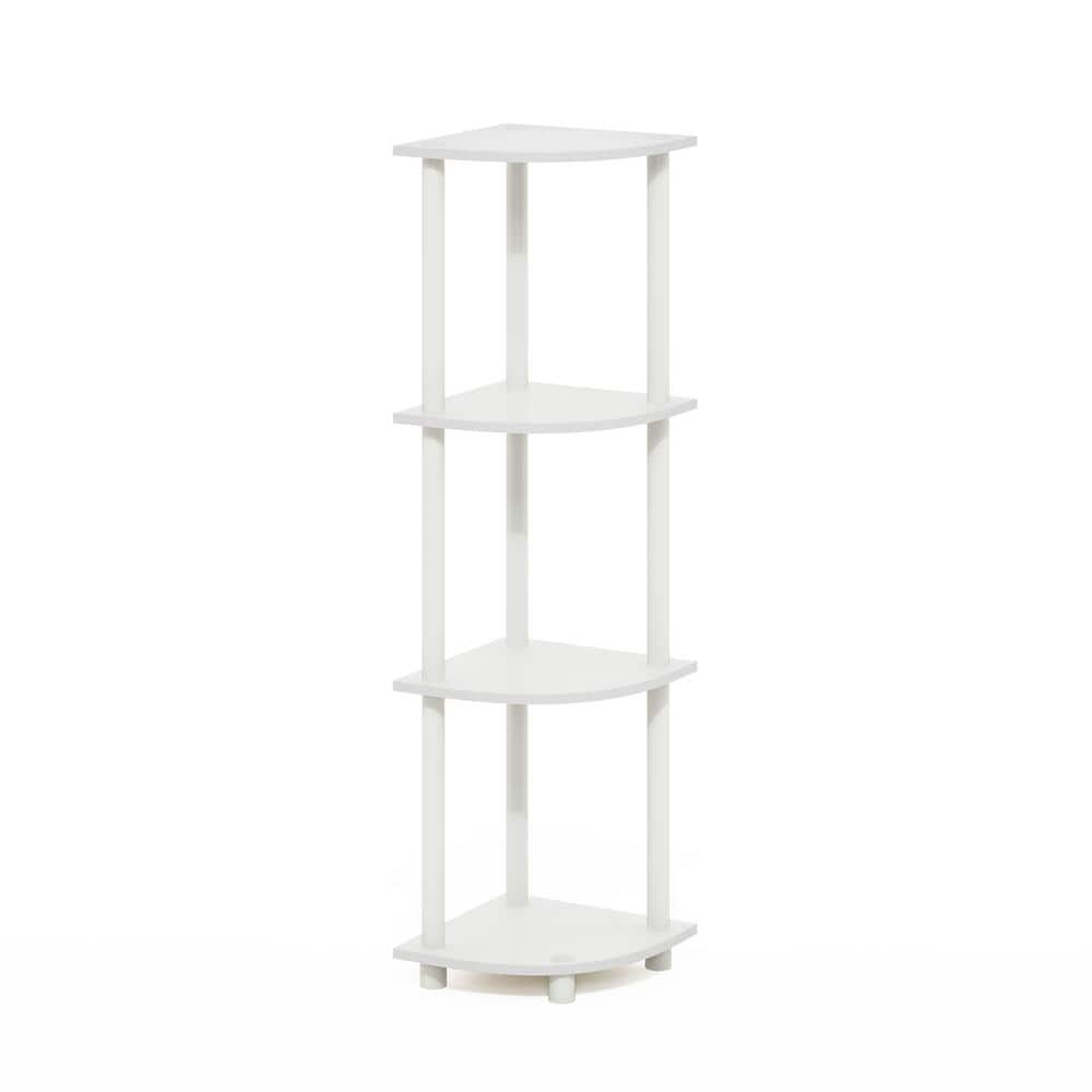 White Composite Wood 4-Tier Corner Display Rack