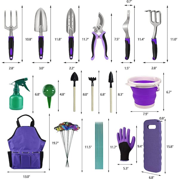 Heavy Duty Polished Aluminum Outdoor Hand Tools Accessories Set for Women Men 5 Piece Garden Tool Set Garden Tool Kit 
