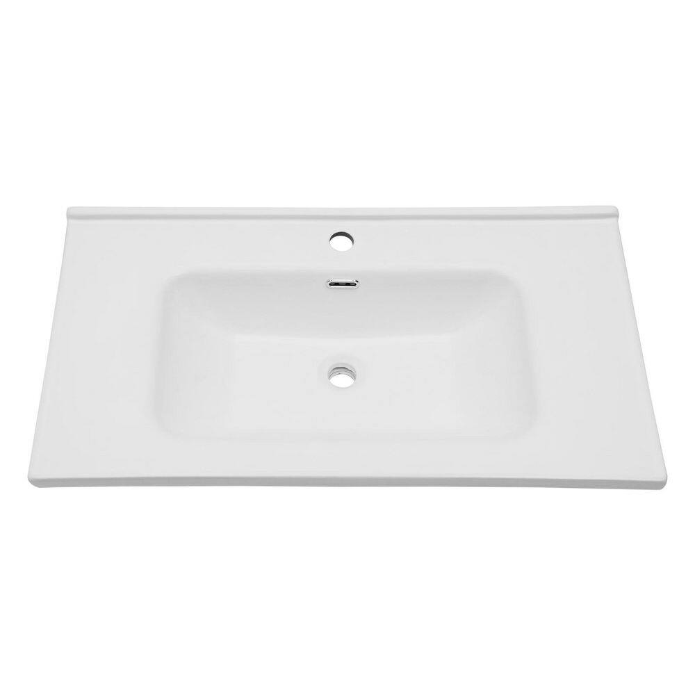 28 in. W x 20 in. D Ceramic Bath Vanity Top Sink in White Single Bowl with 1-Faucet Holes and Overflow price history on PriceWatchPro