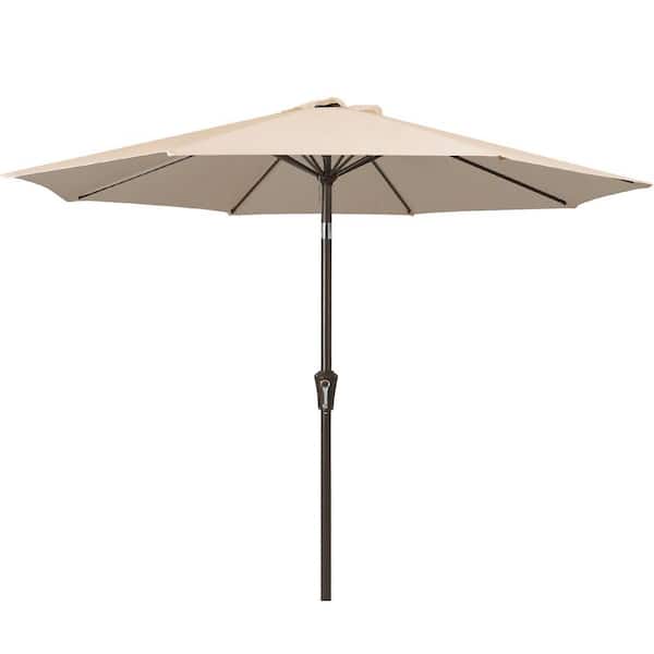Unbranded Air Vented 9 ft. Alloy Steel Market Solar Tilt Half Patio Umbrella in Beige