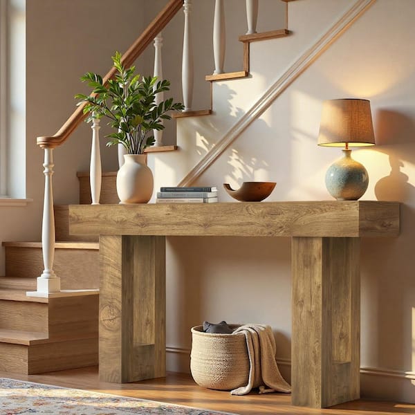 62.99 in. Wood Rectangle Wood Top Console Table with Storage