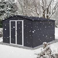 Boosicavelly 10 ft. W x 12 ft. D Dark Gray Metal Shed with Double Door and Vents (120 sq. ft.) BOSTSTG12DG