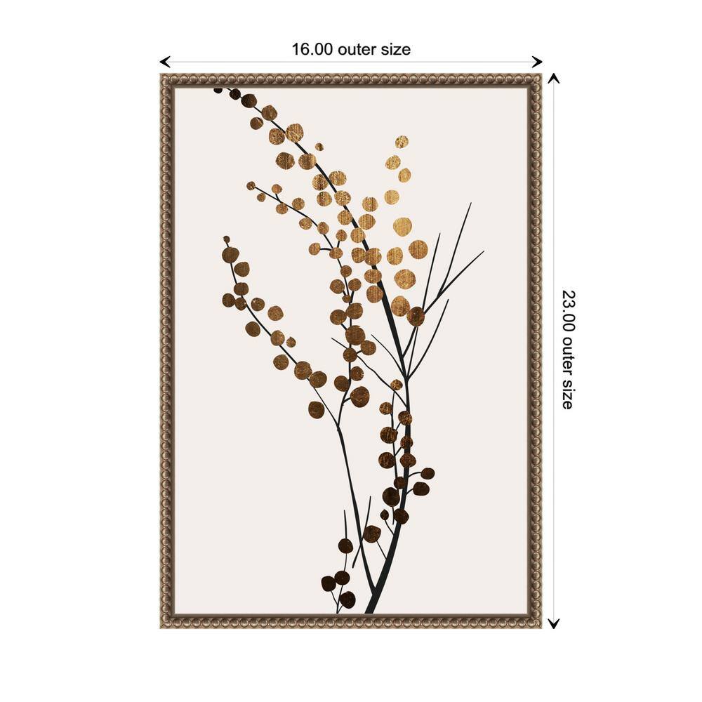 Golden Winter Florals Beaded Framed Canvas Wall Art 16 x 23