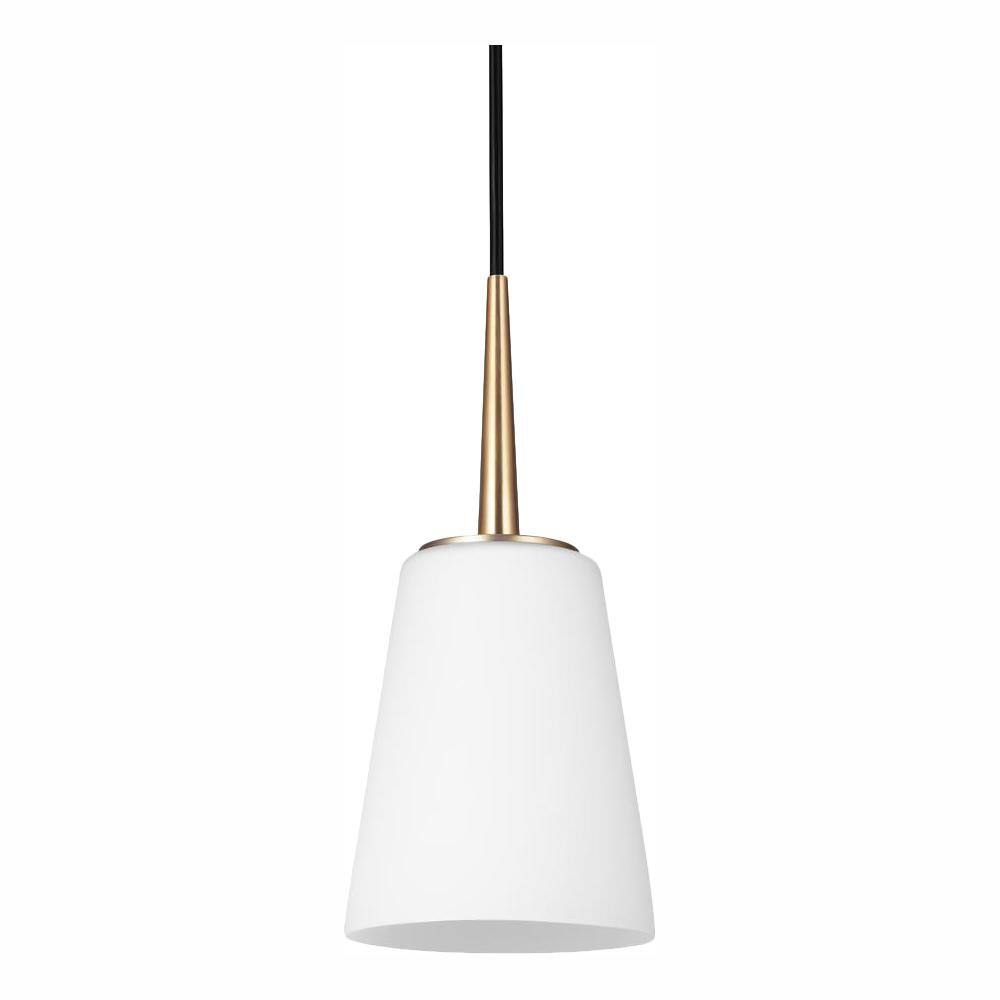Driscoll Satin Bronze Mini-Pendant with Cased Opal Etched Glass Shade