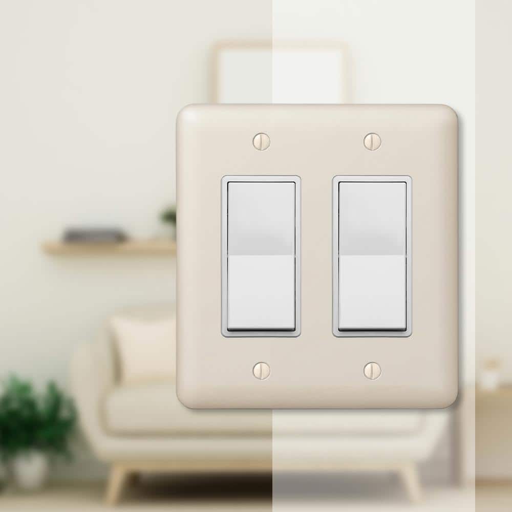Amerelle Light Almond 2-Gang Stamped Steel Decorator Wall Plate