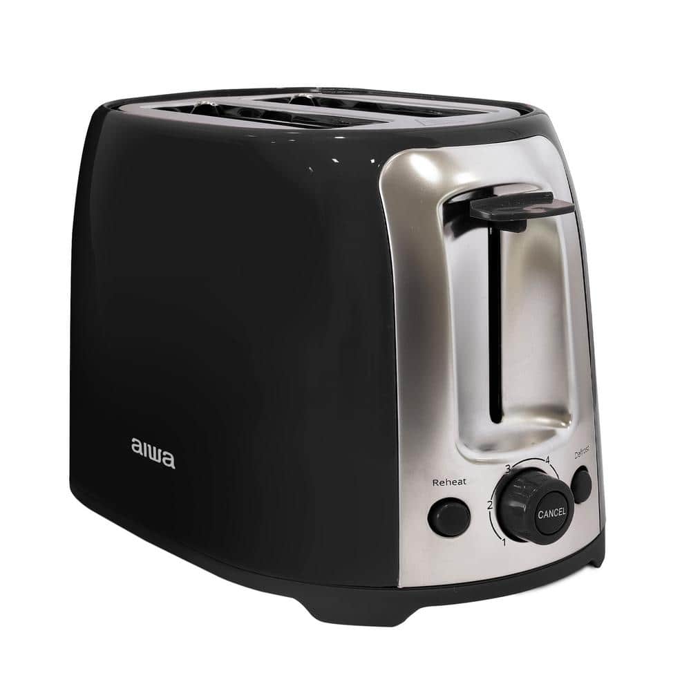 Black, 2 Slice Wide Slot, Toaster Reheat and Defrost Function, 6 Browning S