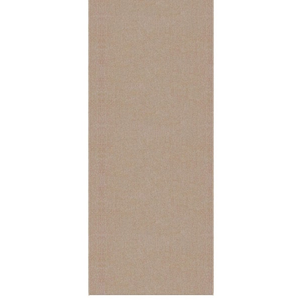 Ottomanson Oscar Non-Slip Rubberback Modern Solid 3X27 Indoor Runner Rug, 2 ft. 6 in. x 27 ft., Beige