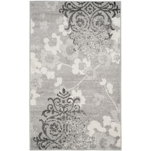 Adirondack Silver/Ivory 3 ft. x 5 ft. Floral Area Rug