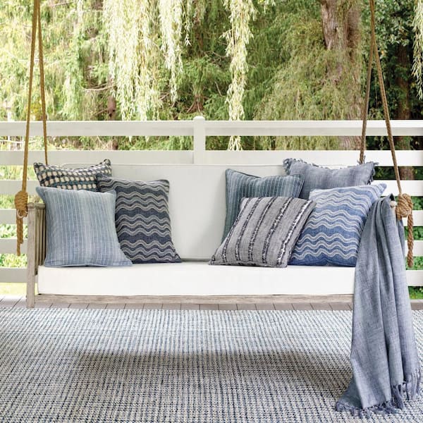 Rugby Stripe Handwoven Denim 3 ft. x 5 ft. Outdoor Area Rug