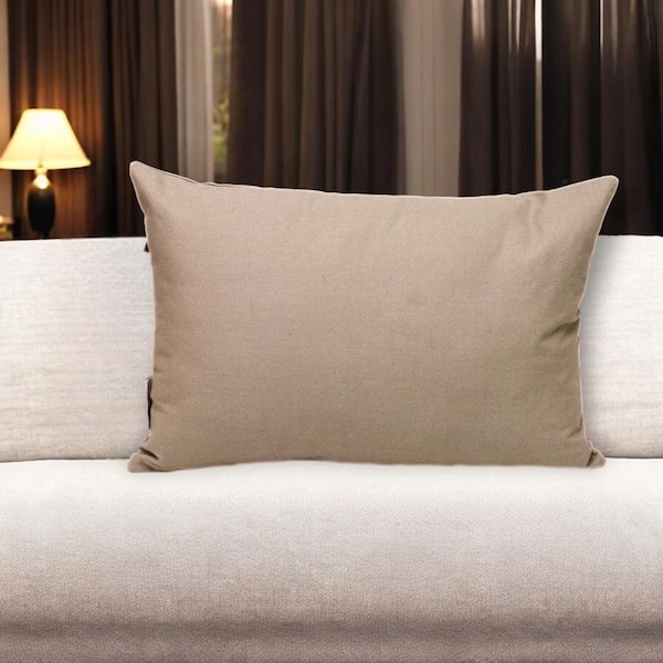 HomeRoots Gray Solid Polyester 12 in. x 18 in. Throw Pillow