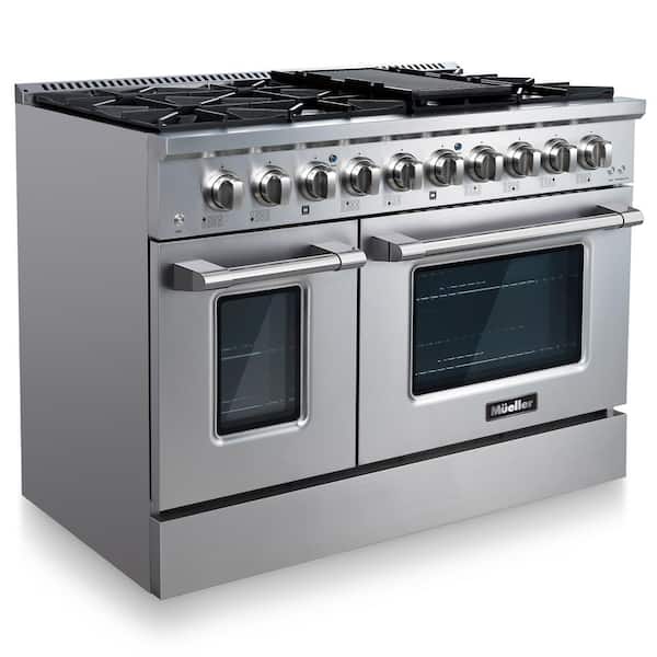 48 in. 6.7 cu. ft. Professional Freestanding Gas Range with 8 Burners, Griddle and Double Oven in Stainless Steel