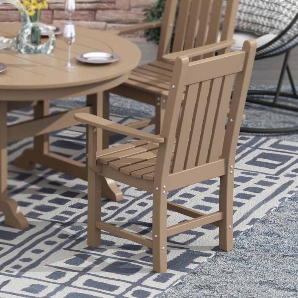 Laguna Weathered Wood Patio Dining Armchair with Contoured Comfort