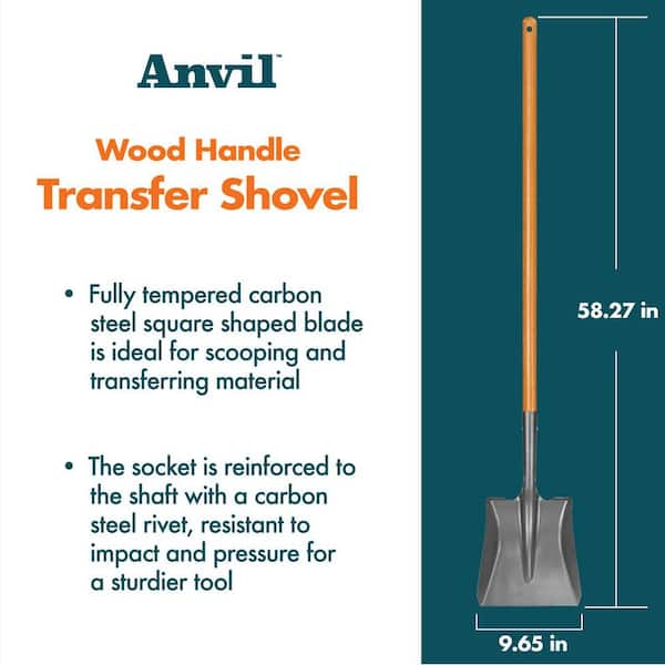 Anvil 47 in. Wood Handle Carbon Steel Transfer Shovel 77472-940