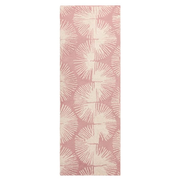 NICOLE MILLER NEW YORK Kendall Fluted Geo Handcrafted Wool 2.5 ft. x 7 ft. Rose Area Rug