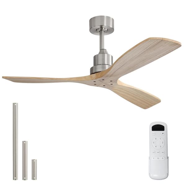 CACI Mall 52 in. Indoor Nickel Ceiling Fan without Light for Bedroom or Living Room