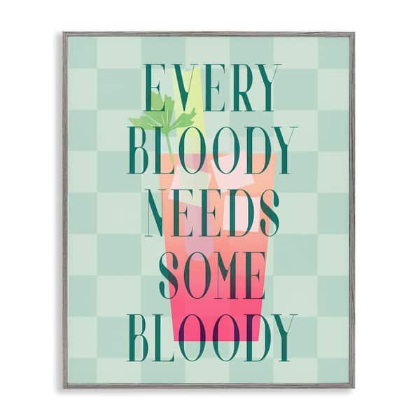 Stupell Industries Bloody Mary Cocktail by Daphne Polselli Gray Framed Food Giclee Art Print 14 in. x 11 in.